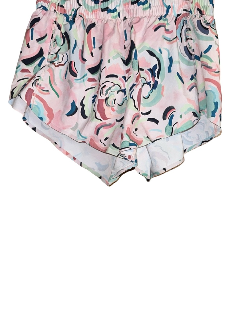 Athleta Pink Multi Floral Elastic-Waist Athletic Shorts